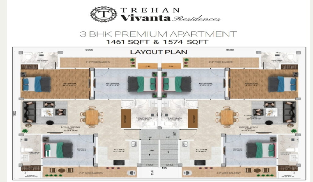 Trehan Vivanta 2 BHK Floor Plan