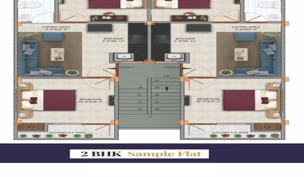 Trehan Vivanta 2 BHK Floor Plan