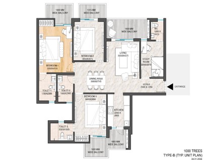 3 BHK Floor plan - ATS Homekraft Sanctuary 105